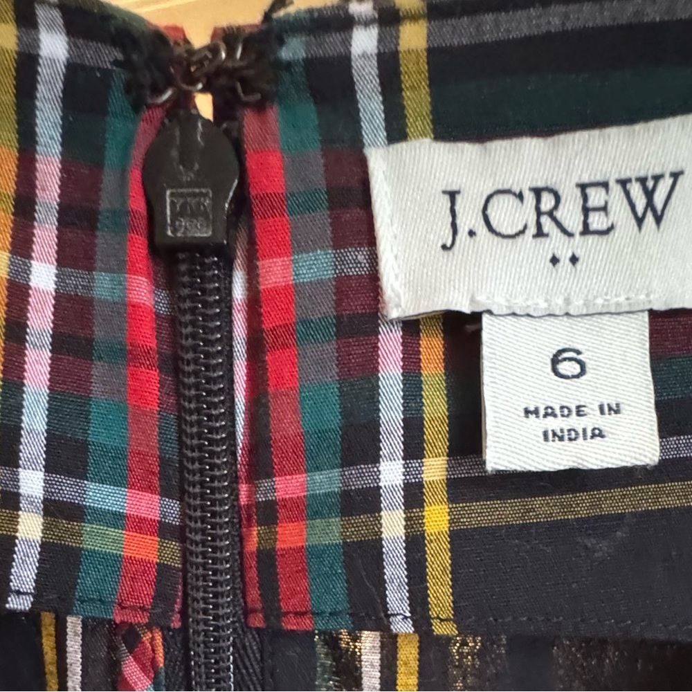J. Crew V Neck Wrap Tartan Plaid Dress-6 - Picture 3 of 11
